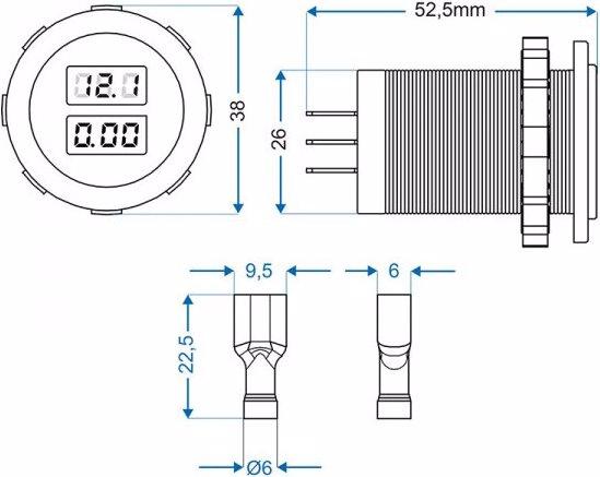 Actual product image ProPlus Built-in volt ammeter 6-30V / 0-10A