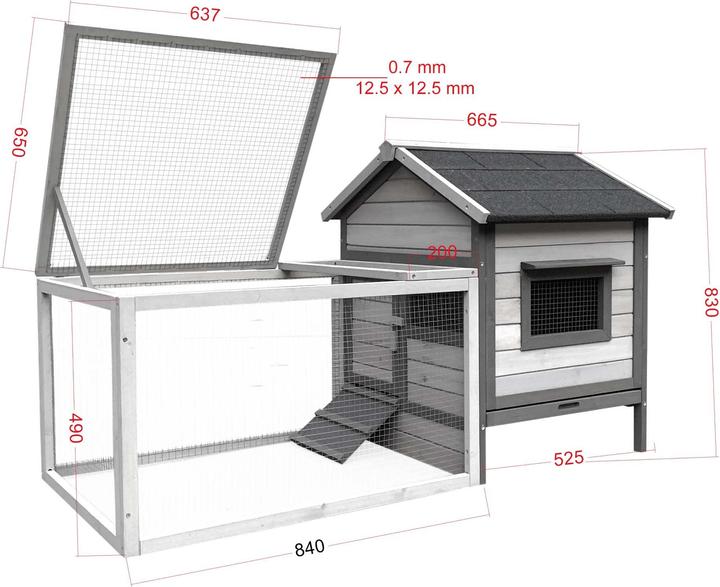 Produktbild Wiltec Hasenstall 1460x750x830mm Freilaufgehege Kaninchenkäfig Kleintierstall