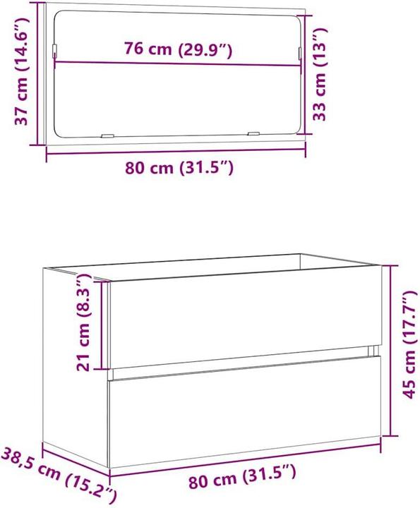 Image du produit VidaXL Armoire de salle de bain avec miroir Bois composite gris béton