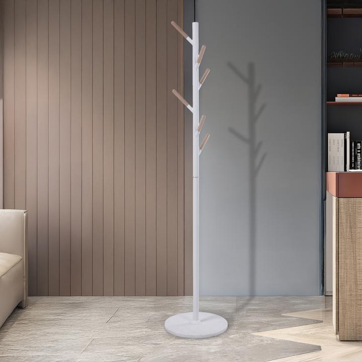 Produktbild En.Casa Garderobenständer Nacka 172x37 cm Weiss + Holzoptik