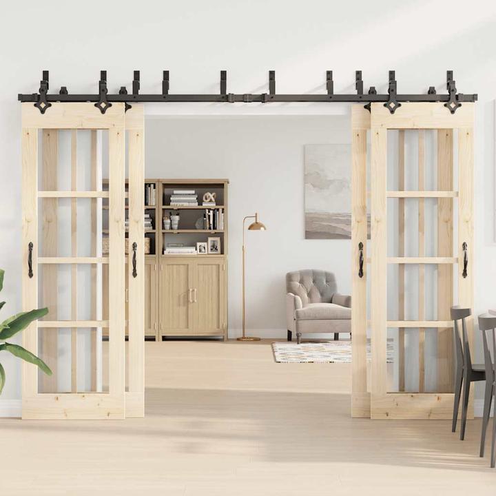 Actual product image VidaXL Sliding door fitting set 152.5 cm steel black Sliding door fitting set