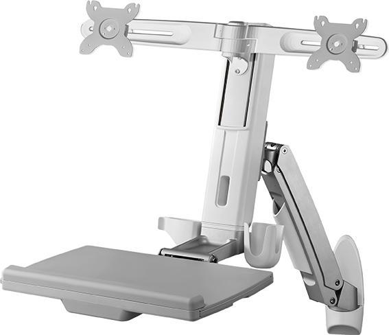 Image du produit Icy Box IB-MS600-W2 Support mural pour deux écrans jusqu'à61cm 24pouces Support pour clavier/souris... (Mur, 24")