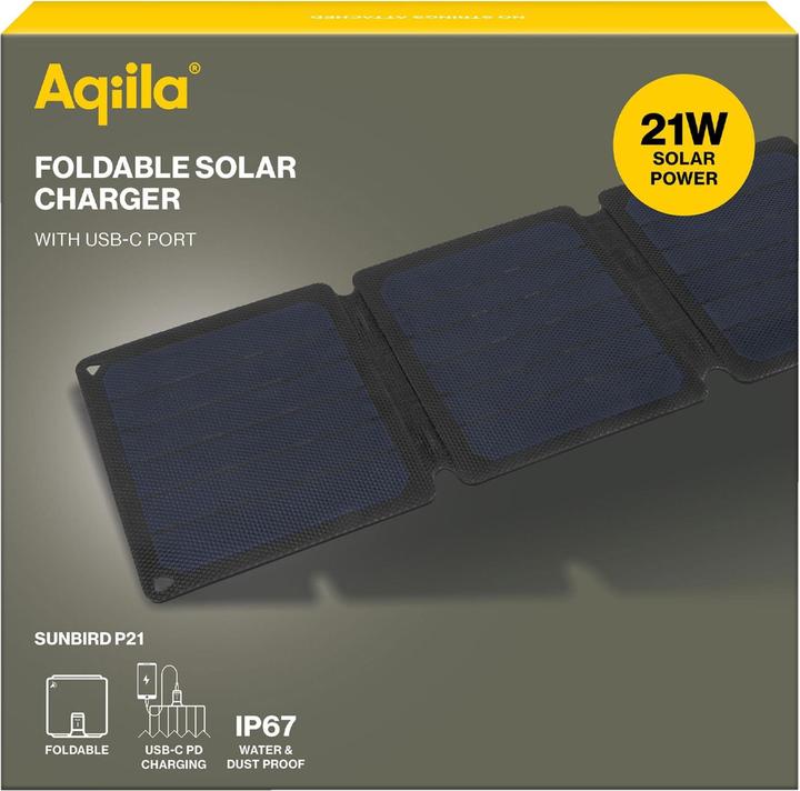 Actual product image Aqiila Sunbird P21 - Foldable solar panel (21 W, 0.60 kg)