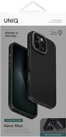 Actual product image Uniq etui Keva Max iPhone 16 Pro Max 6.9" Magclick Charging czarny/carbon black (Apple iPhone 16 Pro Max)
