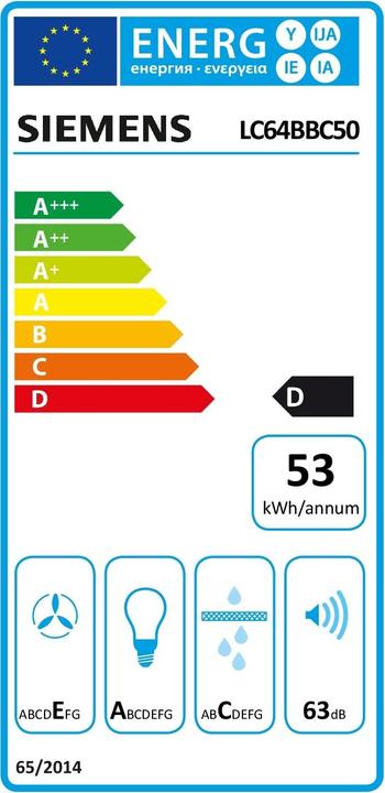 Energy Label Siemens LC64BBC50 (Wall hood)