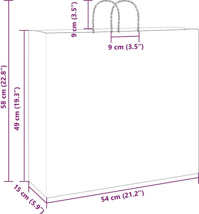 Produktbild VidaXL Kraftpapiertüten 50 Stk. mit Henkel Schwarz 54x15x49 cm Papiertüte (Geschenktüte, 50 x)