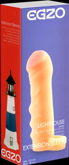 Produktbild Egzo Lighthouse» Extension Sleeve - 135mm Verlängerungskondom (3.5cm) Penishülle mit Hodenring