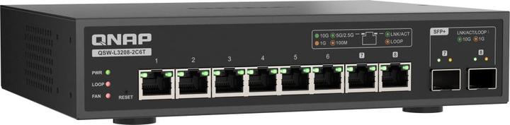 Actual product image QNAP QSW-L3208-2C6T 6 ports 10Gbps 2 ports (6 Ports)