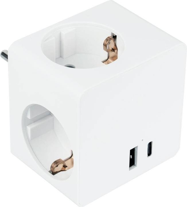 Actual product image Good Connections Kabelmeister socket cube 3x Schuko socket, USB-C (20W, PD3.0), USB-A, white (3 x, CEE 7/3)