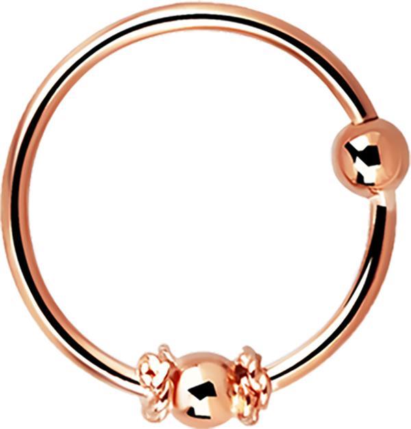 Star Piercing Micro Piercing Ring mit kleiner Seilwindung eng und 2 mm Kugel rosegold (925 Sterlingsilber, ohne Messing)