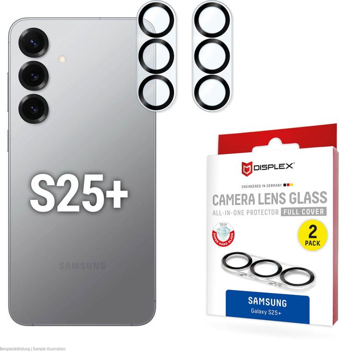 Image du produit Displex Full Cover Camera Lens Glass, Kamera Schutzglas, Platte, Doppelpack (2 pièce(s), Samsung Galaxy S25+)