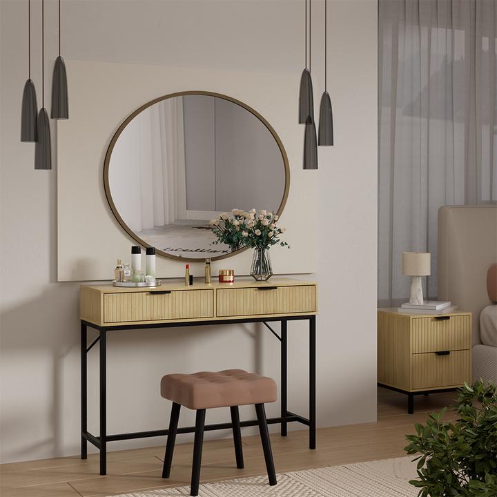 Actual product image Vicco Lennox dressing table, oak/black, 100 x 75 cm with 2 drawers (100 x 75 x 30 cm)