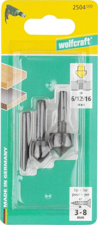 Produktbild wolfcraft wolfcraft 1 Senker-Set WS 3-tlg., ø6,12,16mm (6 mm)
