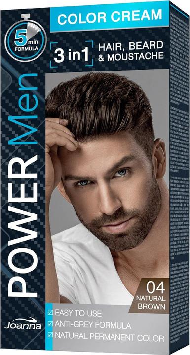 Image du produit Joanna Power Men Color Cream 3In1 Hair Beard Moustache Men'S Paint 04 Natural Brown 30G (04 Marron naturel)