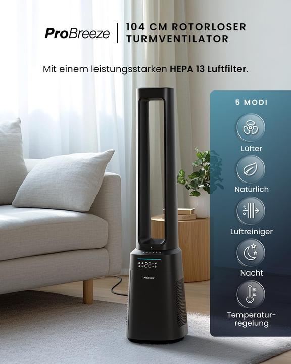Produktbild Breeze OmniAir Turmventilator mit Luftreiniger & HEPA Filter (62 dB)
