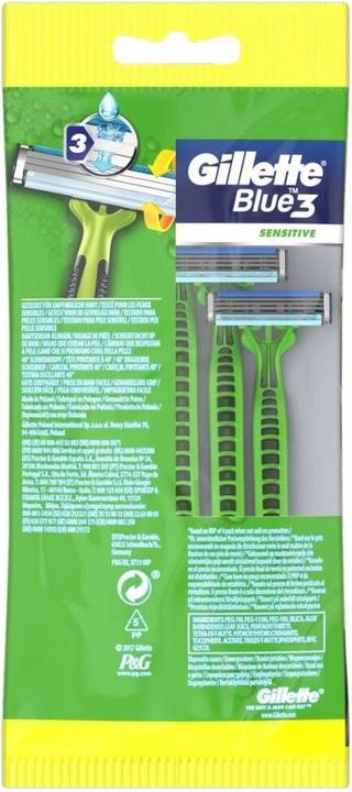 Actual product image Gillette BLUE 3 SENSITIVE disposable razor blade 5 u (5 x)