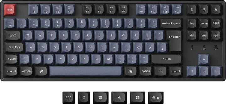 Produktbild Keychron K8 Pro (schwarz/blau, DE-Layout, Gateron G Pro Red, Hot-Swap, Aluminiumrahmen, RGB, PBT) (DE, Kabellos)