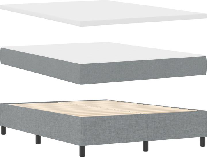 Actual product image VidaXL LED box spring bed with mattress light grey 160x200 cm fabric (160 x 200 cm, Spring core)