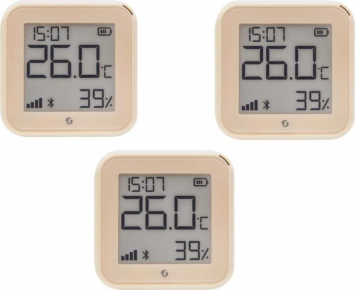 Produktbild Shelly WLAN-Temperatur- u. Feuchtigkeitssensor Plus H&T Gen. 3, BT, Mokka, 3 Stück
