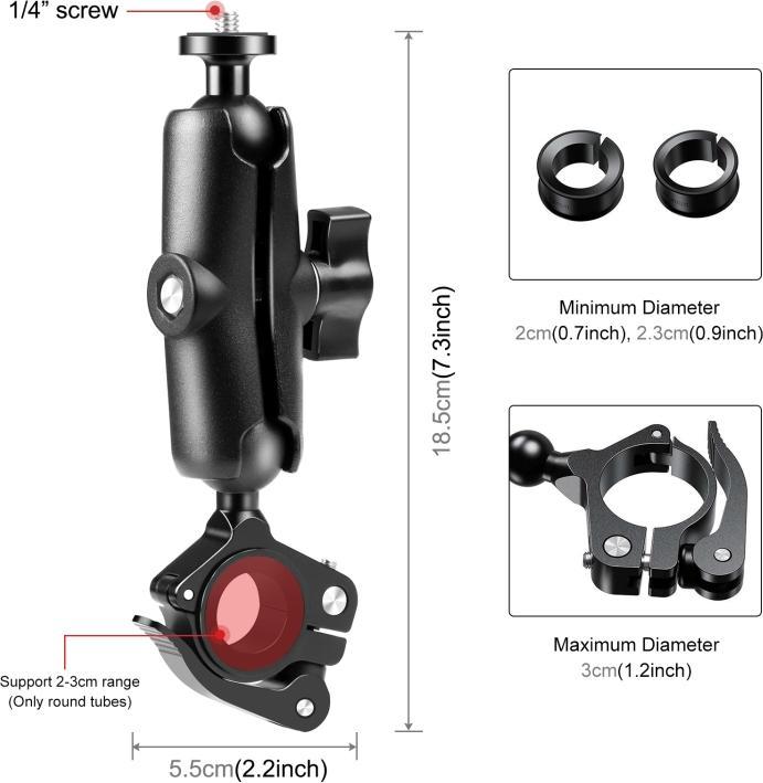Produktbild Puluz Motorcycle O-Clip Quick Release Clamp Handlebar Mount Holder for GoPro and Other Cameras (Black)