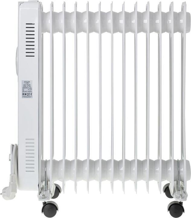 Image du produit Adler AD 7826 Radiateur LED à bain d'huile avec commande à distance 13 ailettes, blanc (2500 W)