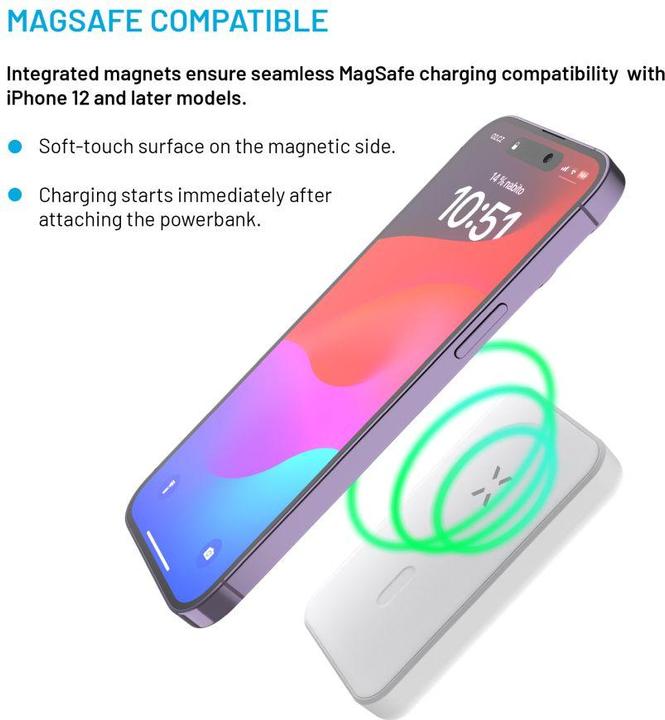 Immagine prodotto Fixed MagZen Trådløs PD 20W Power Bank 6.000 mAh Hvid Powerbank - Hvid - 6000 mAh (6000 mAh, 20 W, 6000 Wh)