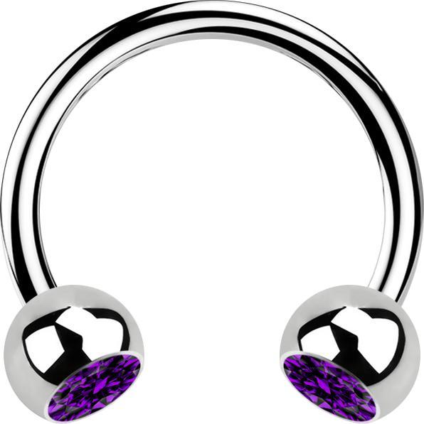 Produktbild Star Piercing Micro Circular Barbell silber mit zwei Kugeln Kristall violett (ohne Messing, Chirurgenstahl 316L)