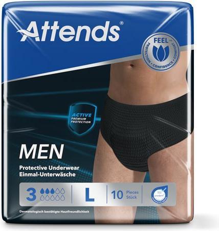 Attends Men 3 Protective L schwarz Btl 10 Stk (10 x, L)