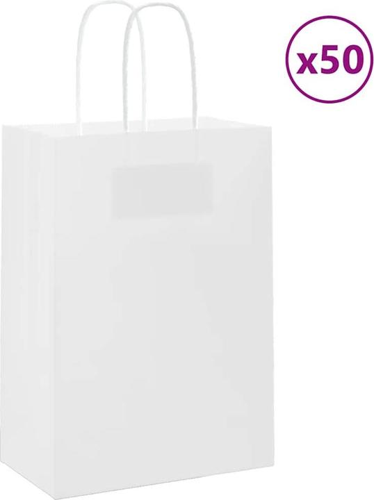 Actual product image VidaXL Kraft paper bags 50 pcs. with handle white 15x8x21 cm paper bag (Gift bag, 50 x)