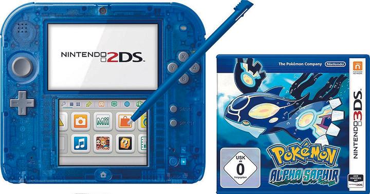 Produktbild Nintendo 2DS, Transparent-Blau, inkl. Pokemon Alpha Saphir
