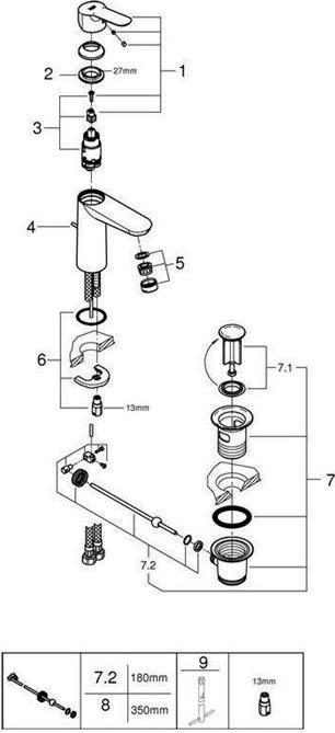 Produktbild Grohe Einhand-Waschtischbatterie BAUEDGE