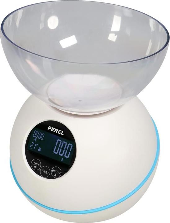 Actual product image Perel DIGITAL KITCHEN SCALE - 5 kg / 1 g - WITH TEMPERATURE / CLOCK / ALARM / TIMER