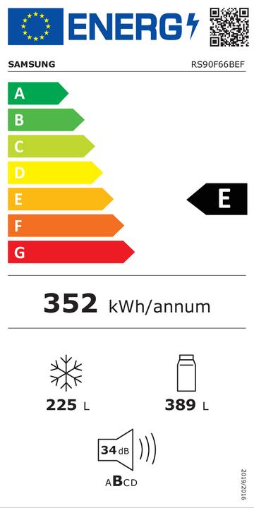 Energie-Label Samsung RS90F66BEFEF Family Hub (RS90F66BEFEF) (614 l)