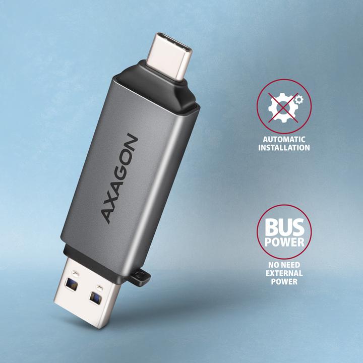 Actual product image Axagon CRE-DAC External USB 3.2 Gen1 Type-C+Type-A 2-slot SD/microSD (USB 3.0)