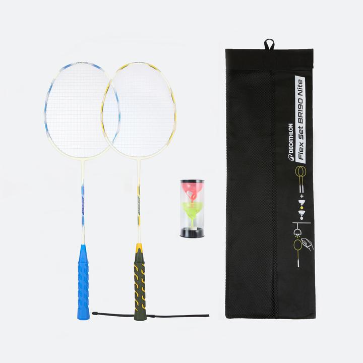 Image du produit Perfly Set Raquettes de Badminton Phosphorescentes Adulte Flex BR190 - Nuit Bleu/Jaune