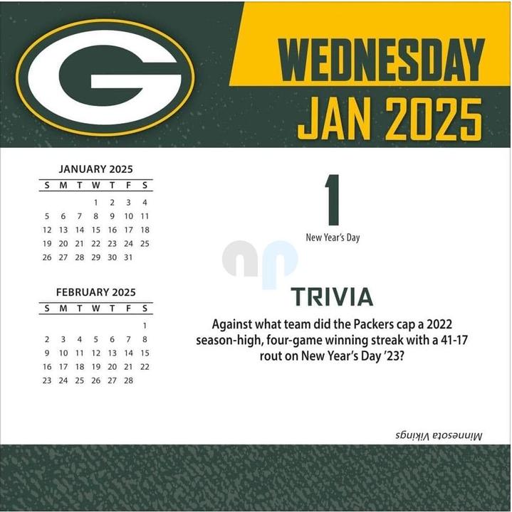 Image du produit NFL - Green Bay Packers - Calendrier de bureau 2025 (Allemand, Français, Italien, Espagnol, Anglais)