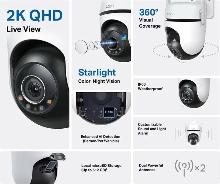 Actual product image TP-Link Tapo C520WS 4MP 360° outdoor camera MicroSD (2560 x 1440 Pixels)