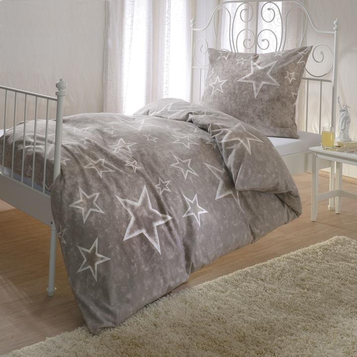 Produktbild BettwarenShop Sterne taupe (Bettwäsche Set, 80 x 80 cm, 155 x 220 cm)