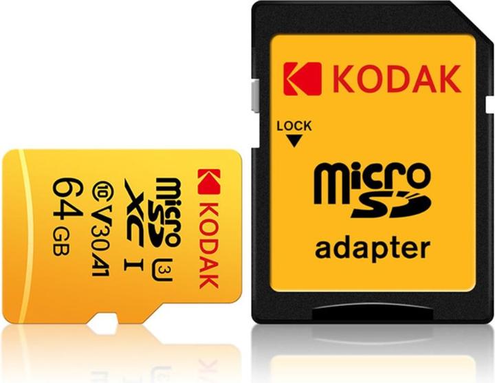 Actual product image Kodak mSD 64GB UHS-I U3/V30/A1 w/a (64 GB, microSDXC, U3, UHS-I)
