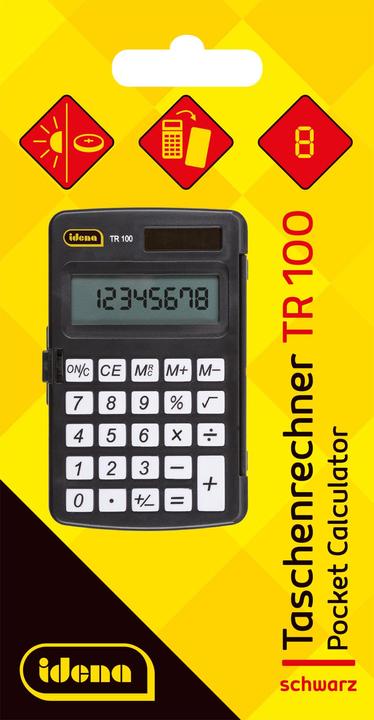 Produktbild Idena Taschenrechner TR100 solar schwarz 8stelliges Display