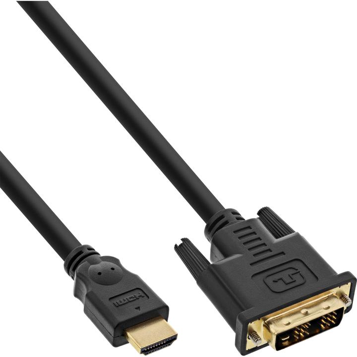 Produktbild InLine HDMI-DVI Kabel HDMI St auf DVI 18+1 St vergoldete Kontakte 15m (15 m, HDMI)