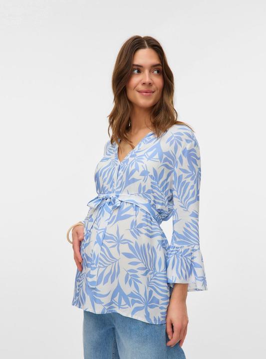 Produktbild Mamalicious Locker geschnitten V-Ausschnitt Ärmelbündchen mit Rüschen Weite Ärmel Top Bluse (S)