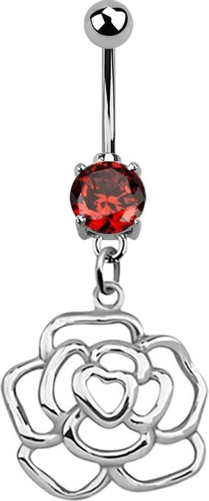 Star Piercing Banane silber mit Anhänger Rose orange (ohne Messing, 925 Sterlingsilber, Chirurgenstahl 316L)