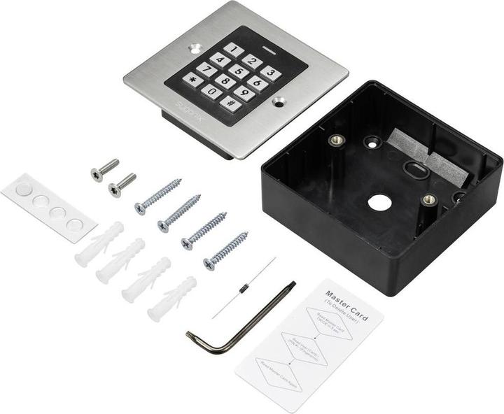 Produktbild Sygonix SY-6097866 Code-Tastatur mit RFID Unterputz 12 V/DC, 18 V/DC IP66 (Elektronische Zahlenkombination, Schlüsselkarte)