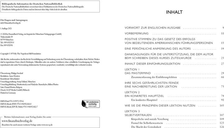 Produktbild Das Gesetz des Erfolgs (Deutsch, Napoleon Hill, 2021)