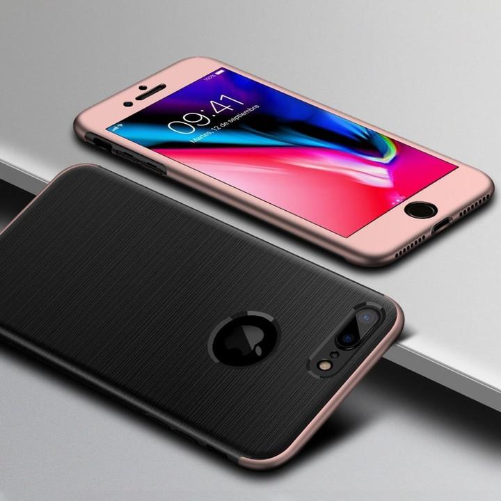 Produktbild König Design Handyhülle Apple iPhone 7 Plus Full Cover Carbon Case Schutz Bumper Etuis Pink (Apple iPhone 7 Plus)