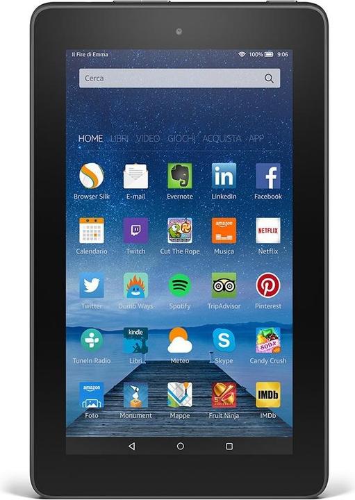 Amazon Fire Tablet 17.7 cm (7 pollici), WLAN, 8 GB, con offerte speciali (7", 8 GB, Nero)