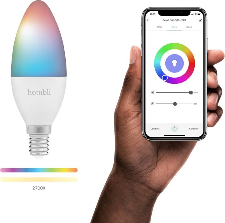 Actual product image Hombli Smart Bulb (E14, 4.50 W, 380 lm, 1 x, F)