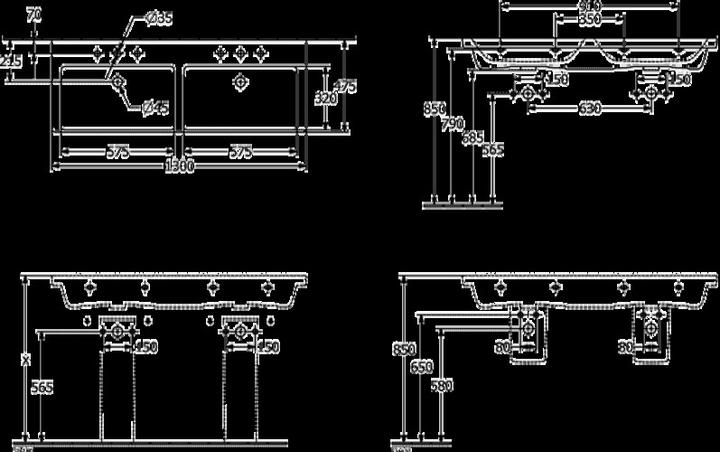 Produktbild Villeroy & Boch V&B Schrank-Doppelwaschtisch SUBWAY 3.0 1300x470mm m ÜL mit HL we (470 mm, 1300 mm)