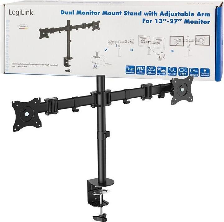 Actual product image LogiLink 2-fold monitor desk mount (Table, 27")